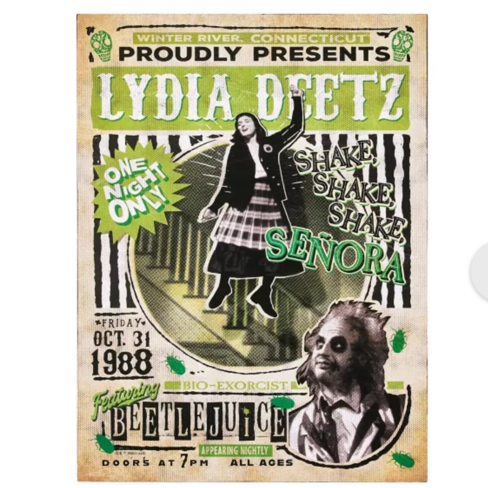 Beetlejuice Halloween Decor Movie Prop Lydia Deets Poster 2024